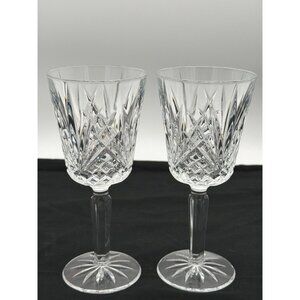 Crystal Cut Glass Wine Goblets Set Of 2 With Starburst And Diamond Pattern Desig
